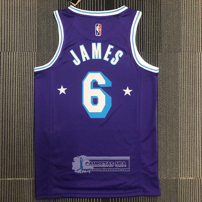 Camiseta Los Angeles Lakers LeBron James NO 6 Ciudad Edition 2021-22 Violeta